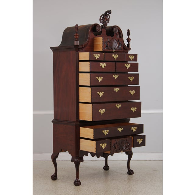 Baker Furniture Company Baker Clawfoot Colonial Williamsburg Mahogany Highboy For Sale - Image 4 of 18