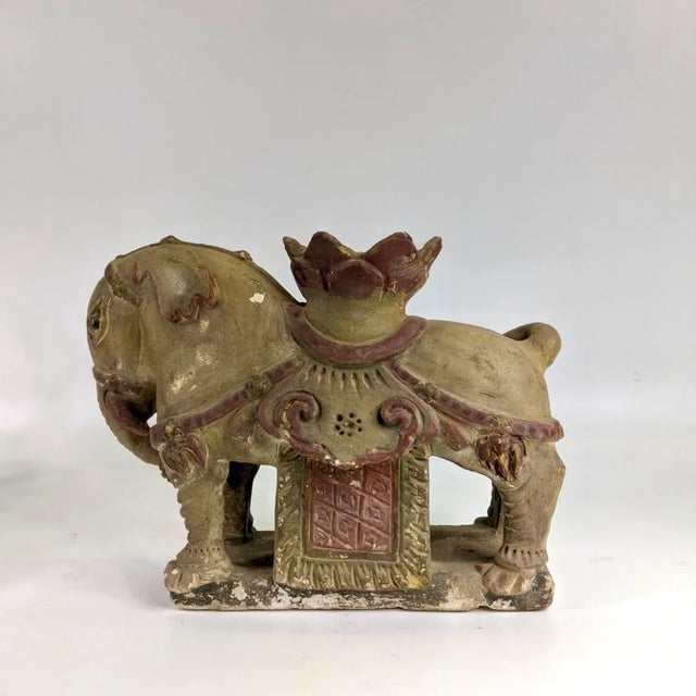 Ming Dynasty Pair of Ceramic Elephant Candle Holders For Sale - Image 11 of 13