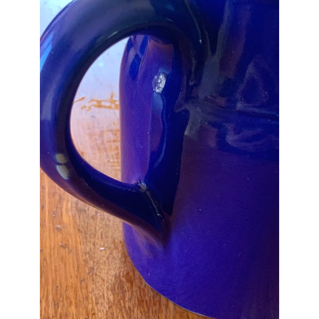 Vintage French Water Pitchers Digoin Grespots # 0, 2 , 4, Cobalt Blue Glaze Farmhouse Set of 3 For Sale - Image 10 of 12