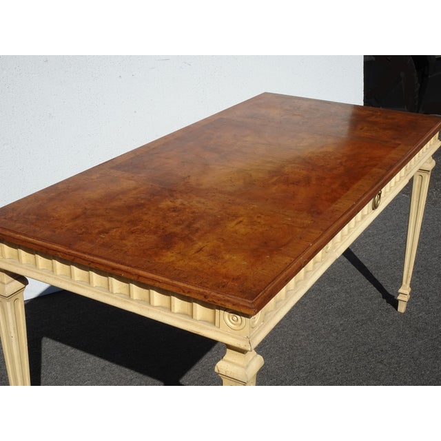 Vintage French Country Writing Executive Desk ~ Library Table by Shultz & Behrle For Sale In Los Angeles - Image 6 of 13