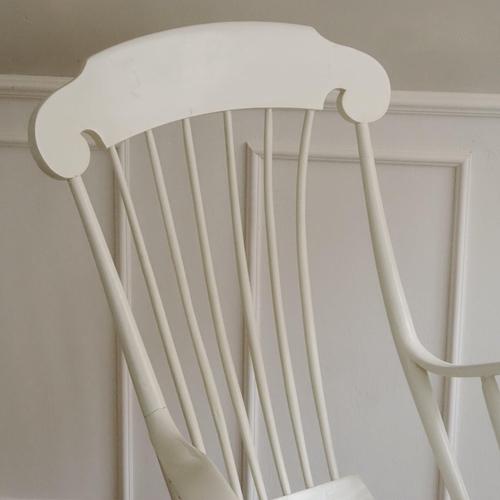 Vintage Windsor-Style White Rocking Chair For Sale - Image 3 of 15