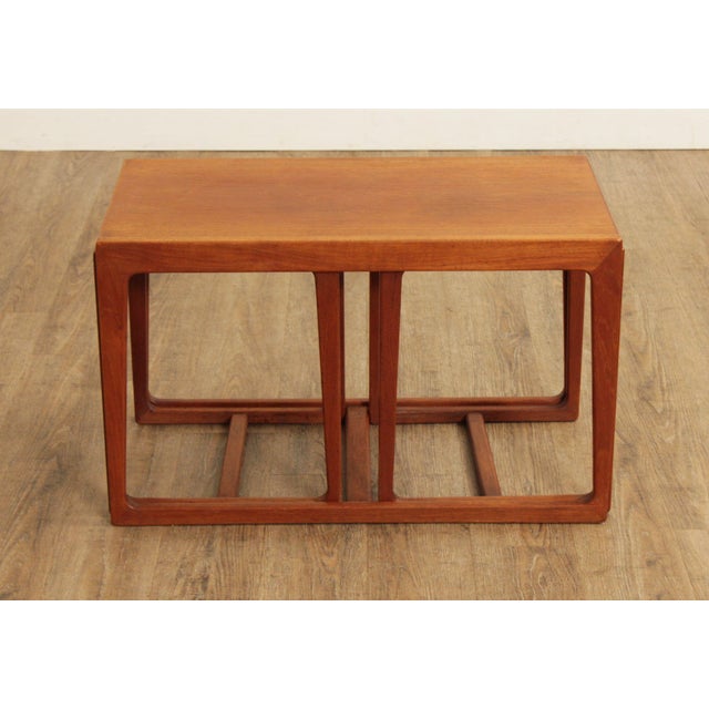 Danish Modern Set of Three Teak Nesting Tables For Sale - Image 11 of 12