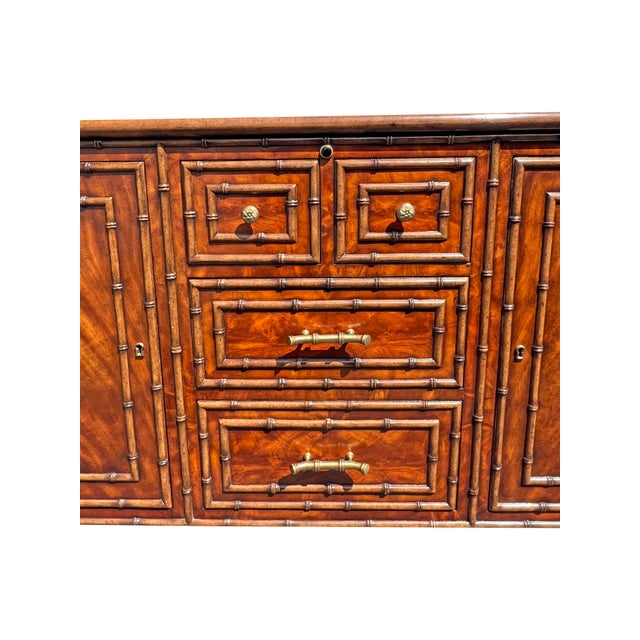 Theodore Alexander Faux Bamboo Theodore Alexander Credenza Cabinet For Sale - Image 4 of 15