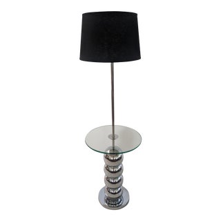 George Kovacs Stacked Chrome Ball Floor Lamp With Integrated Glass Table For Sale
