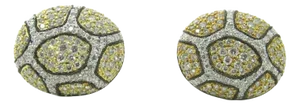 Multi Color Diamond 14k White Gold Oval Shape Earrings, 2 Pieces