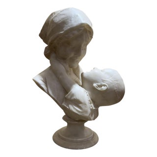 Italian Artist, Bust of Woman or Mother with Child, Marble For Sale