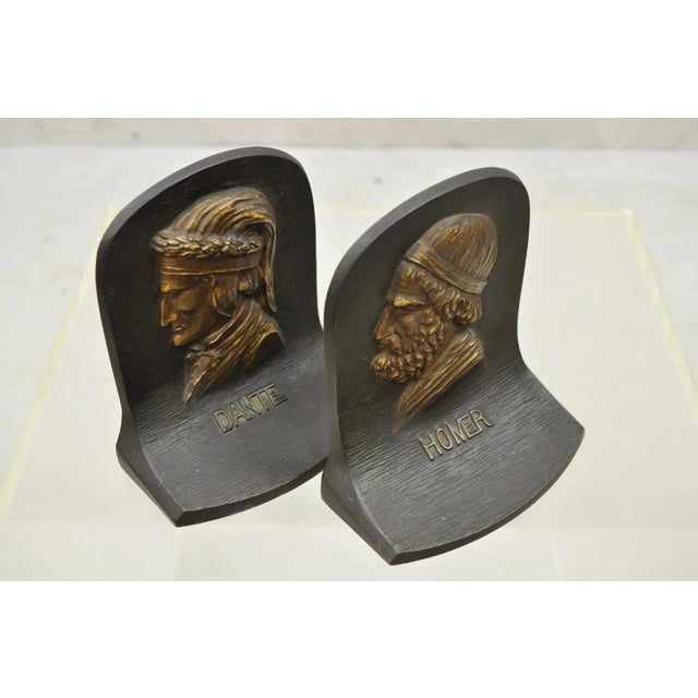 Vintage Bradley & Hubbard Cast Iron Dante and Homer Bookends - A Pair For Sale - Image 11 of 12