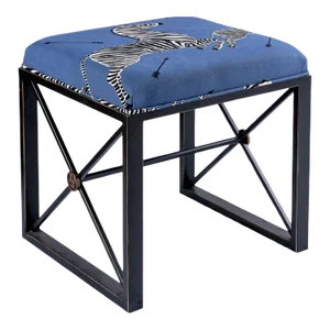 Scalamandre Maison by Port 68 Medallion Black with Zebra Blue Right Facing Bench