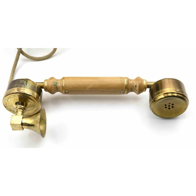 Vintage Brass and Wood Telephone, Italy, 1930s For Sale - Image 6 of 7