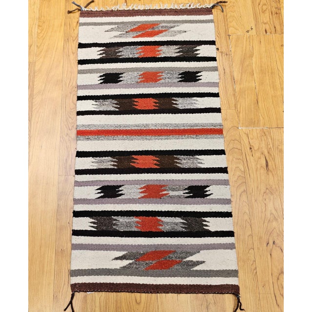 Textile Vintage Native American Navajo Rug, Wool & Cotton, Banded Pattern, Tribal Art, 2x3 For Sale - Image 7 of 9