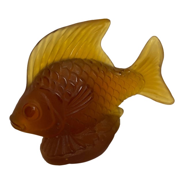 20th Century Satin Glass Koi Gold Fish Figurine For Sale