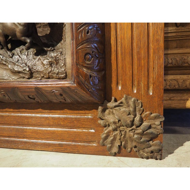 Brown Pair of Large Antique French Oak Framed Hunt Plaques, P. Lecourtier (1851-1925) For Sale - Image 8 of 18