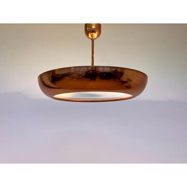 Josef Hurka Bauhaus Copper Pendant Lights from Napako, 1940s, Set of 2 For Sale - Image 4 of 10