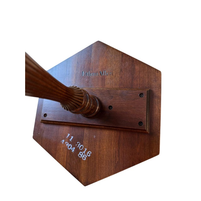 Traditional Ethan Allen Georgian Court Hexagon Side Drinks Table With Brass Rail For Sale - Image 3 of 11