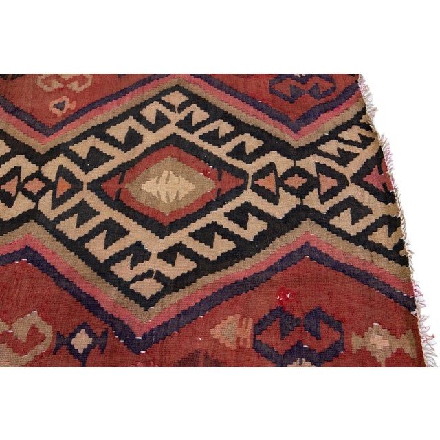 1960s Vintage Turkish Kilim Red Handmade Tribal Wool Rug For Sale In New York - Image 6 of 8
