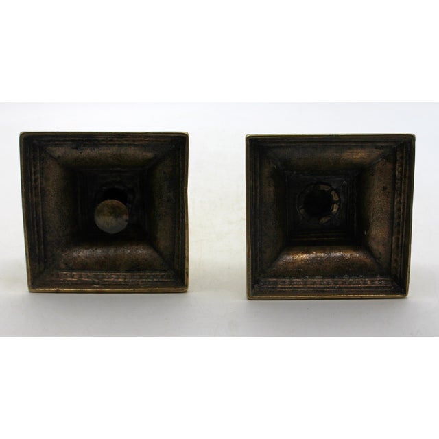 Mid-18th Century English Queen Anne Pair of Brass Candlesticks For Sale In Raleigh - Image 6 of 6