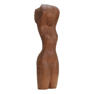 J. Limperg, Woman in Chains Hand-Carved Torso Sculpture, 1970s, Pine For Sale