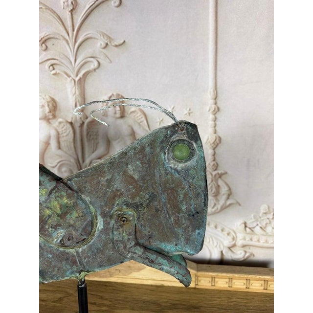 Vintage Verdigris Copper Grasshopper Sculpture For Sale - Image 4 of 14