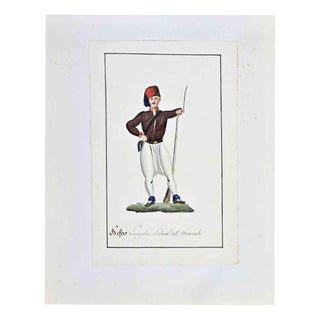 Jean-Baptiste Barla, Nefer, 1840, Ink & Watercolor on Paper For Sale