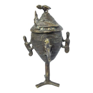 Early 20th Century Bobo Bronze Vase with Chameleons Mali MATTER COLLECTION For Sale