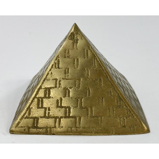 Mid-Century Modern Vintage Brass Pyramid Paper Weight For Sale - Image 3 of 6
