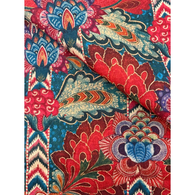 2020s Psychedelia Fabric in Red Blue Green Taupe Color by Mind the Gap 1 1/2 Yards For Sale - Image 5 of 5