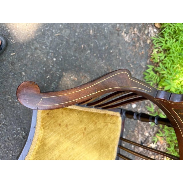 Antique Edwardian Style Marquetry Mahogany Corner Chair For Sale - Image 9 of 14