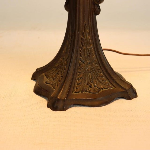 Antique Bradley & Hubbard School 6 Panel Slag Glass Lamp C1920 For Sale - Image 4 of 11