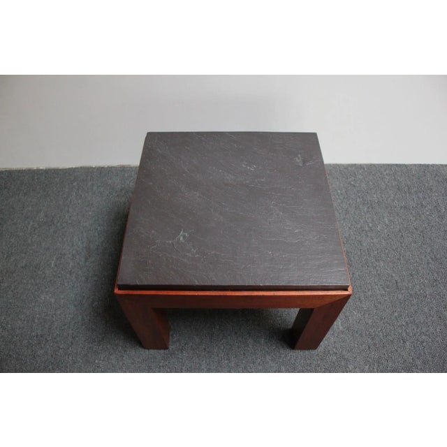 1960s Mid-Century Modern Henredon Walnut and Slate Side Table For Sale - Image 5 of 13