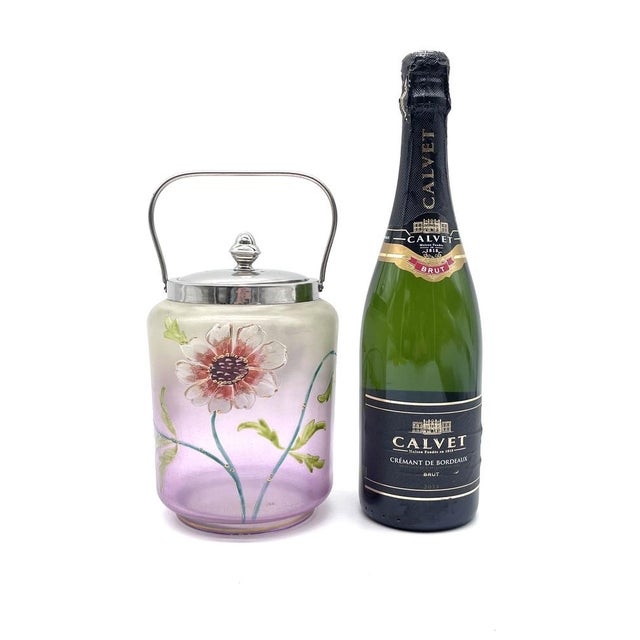 Antique Art Nouveau Glass Bonbonnière with Floral Decoration, 1900s For Sale - Image 16 of 17