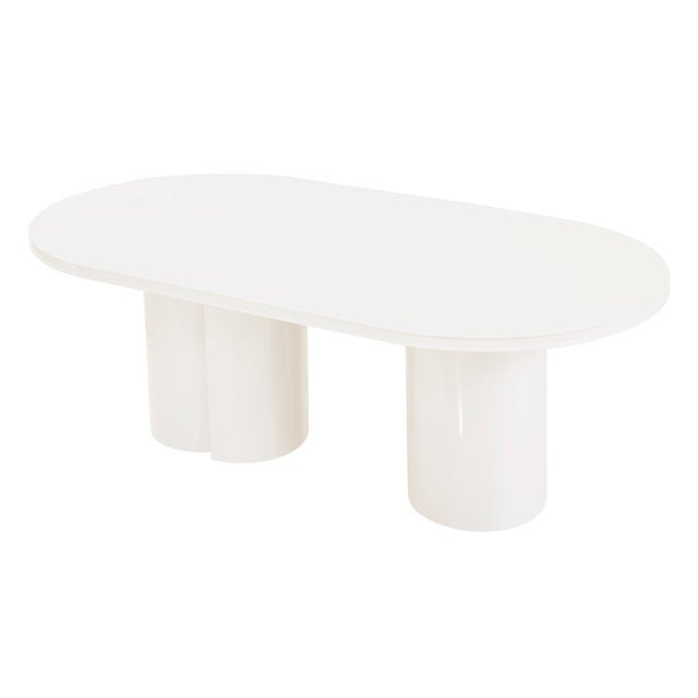 Elora White Lacquer Oval Dining Table For Sale In Los Angeles - Image 6 of 10