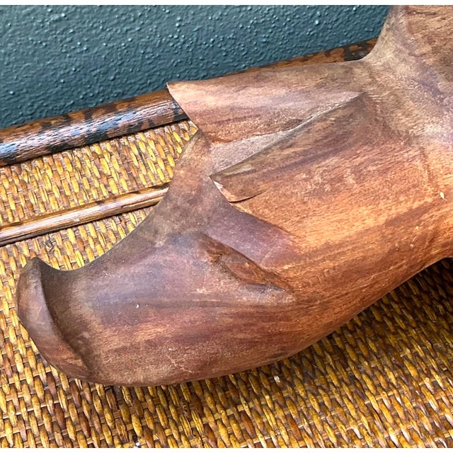Chocolate Vintage Hand Carved Long Pig Tray For Sale - Image 8 of 12
