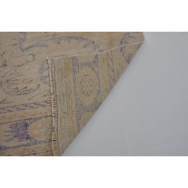1950s Vintage Faded Floral Turkish Runner, Ochre and Soft Violet Rug For Sale - Image 5 of 10