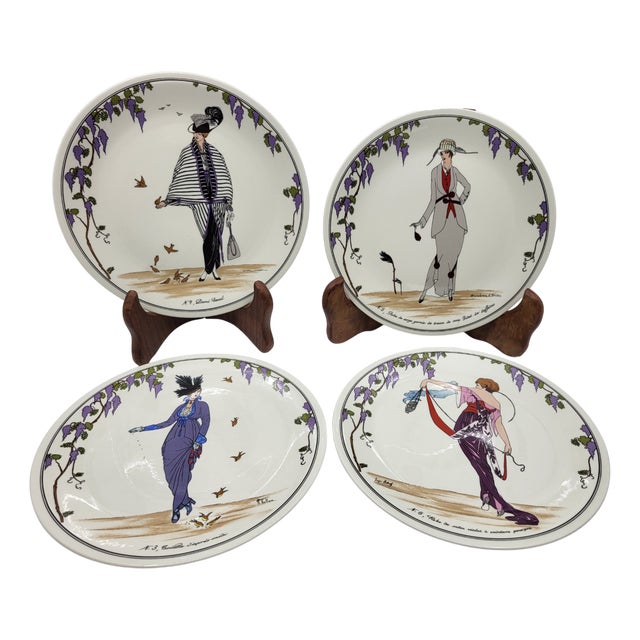 Porcelain Plates with Art Deco Decor from Villeroy & Boch, 1980s, Set of 4 For Sale