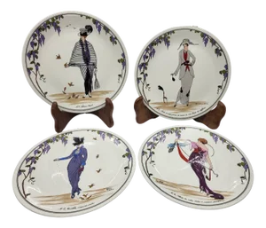 Porcelain Plates with Art Deco Decor from Villeroy & Boch, 1980s, Set of 4