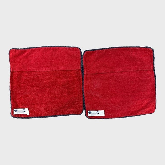 American Vintage Judi Boisson 2004 Hand-Hooked Figural Pillow Covers in Cranberry Red - Pair, Unused For Sale - Image 3 of 18