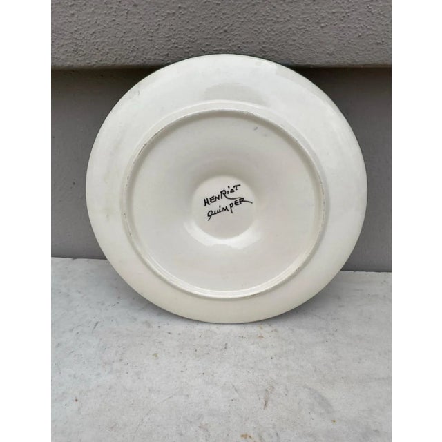 Rustic Mid-Century French Faience Oyster Plate Quimper For Sale - Image 3 of 4