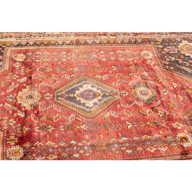 Semi-Antique Hand-Knotted Persian Qashqai Rug 5'8" X 8'4" For Sale - Image 12 of 17