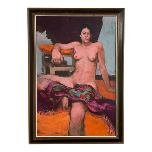 C. 1970s Modernist Nude Oil Painting by Emanuel Stephen Perry