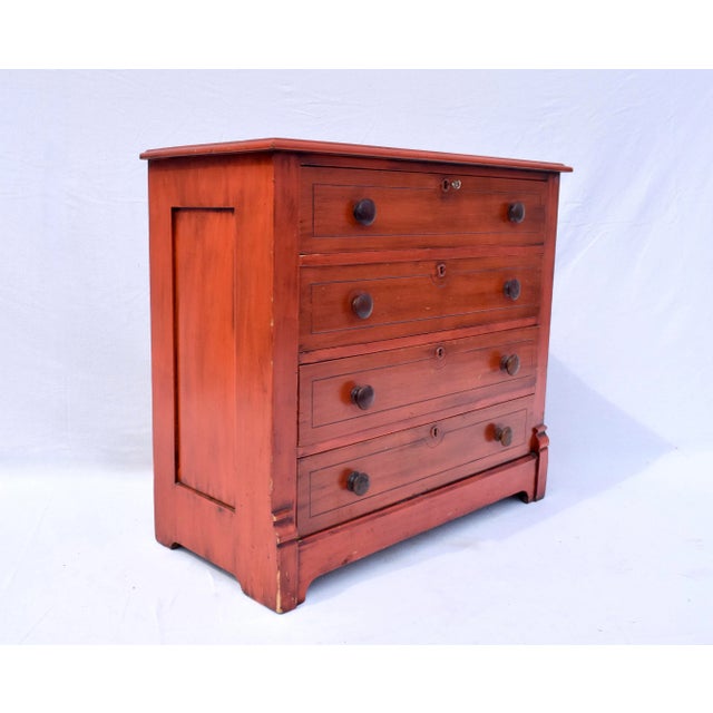 Wood 19th C. American Pine Red Cottage Dresser For Sale - Image 7 of 15