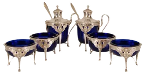 French 1st Empire Napoleonic Sterling Silver Table Set, Set of 8
