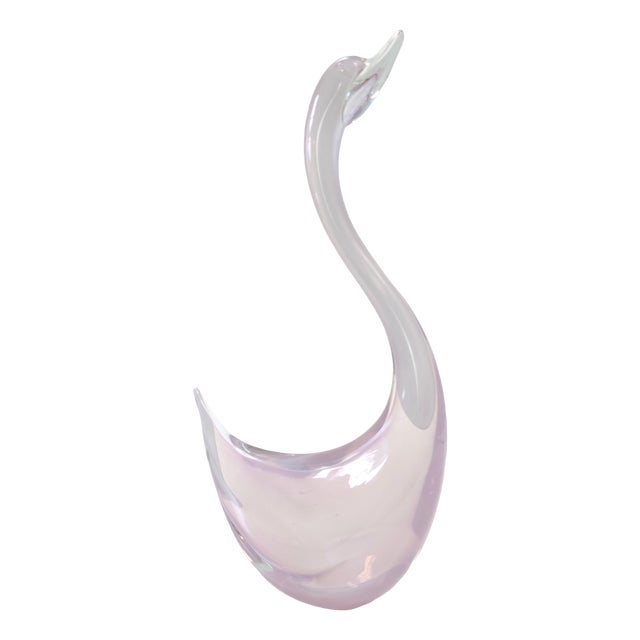 Vintage Italian Pink Sommerso Murano Glass Swan by Elio Raffaeli, 1980s For Sale