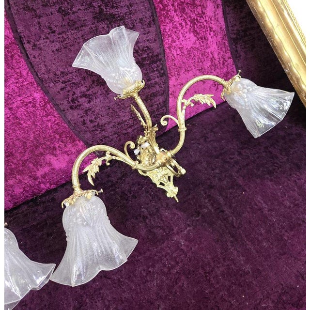Gilt Bronze Wall Sconces, Set of 2 For Sale - Image 3 of 5