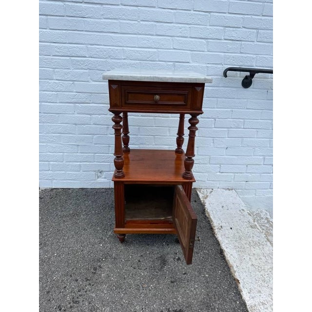 Antique French Style Marble Top 2 Tier Night Stand For Sale - Image 10 of 16