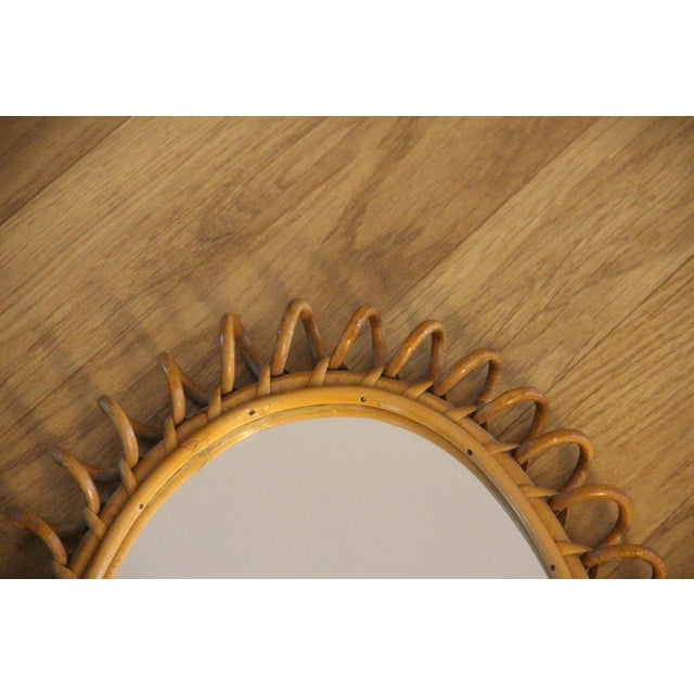 Mid-Century Modern Round Wall Mirror in Rattan and Bamboo, 1960s For Sale - Image 3 of 14