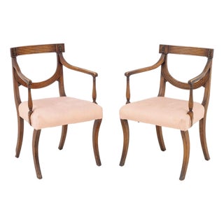 Regency Style Mahogany Armchairs, Pair For Sale