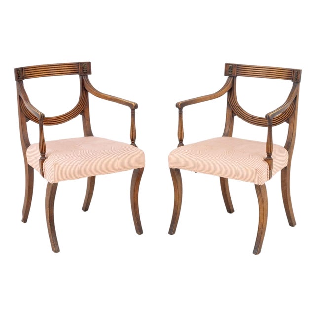 Regency Style Mahogany Armchairs, Pair For Sale