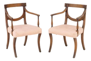 Regency Style Mahogany Armchairs, Pair