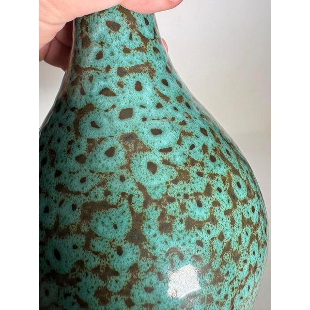 Green Glazed Ceramic Lamp, France, 1960s For Sale - Image 11 of 12