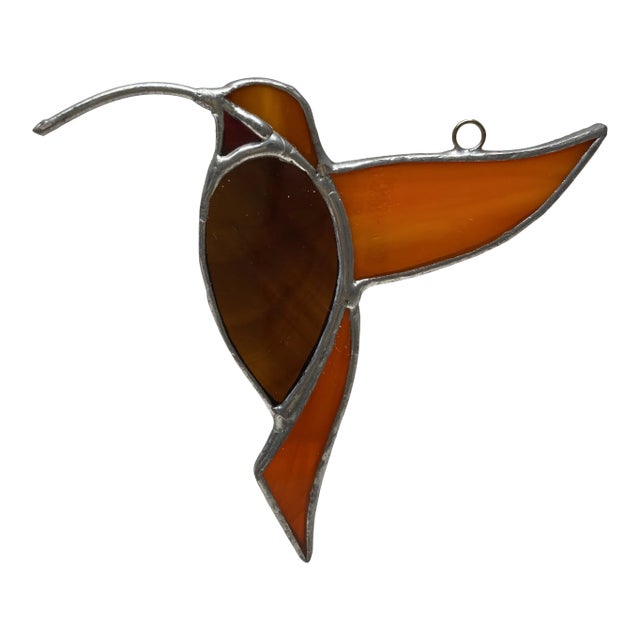 Vintage Hummingbird Stained Glass Ornament For Sale